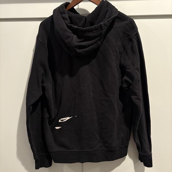 Nike Hoodie Mens Small Black Blue Swoosh Logo DM6873-010 Embroidered Pullover - Picture 8 of 16